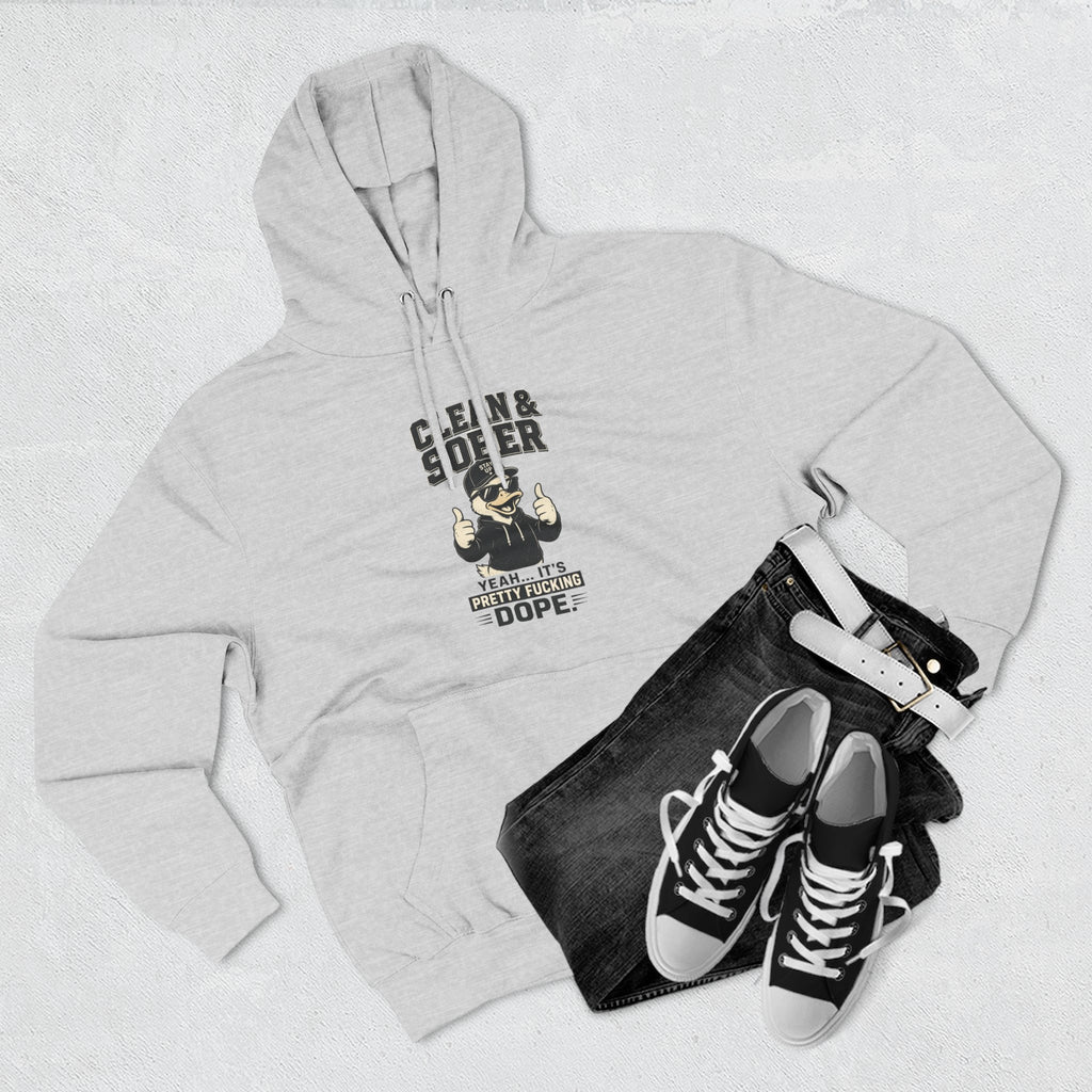 Clean & Sober Thumbs Up Hoodie | Recovery Slogan, Retro Illustration