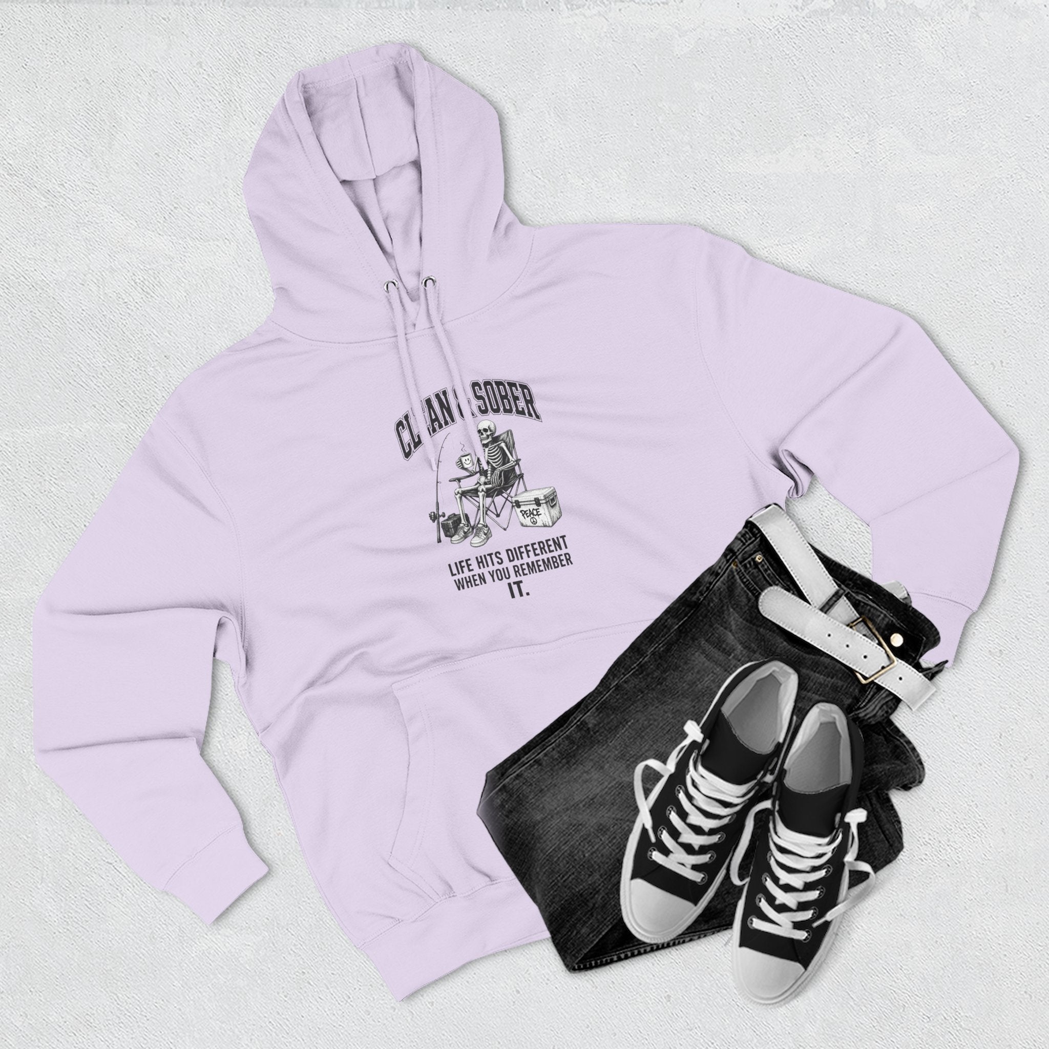 Clean & Sober hoodie | Recovery life illustration, vintage emblem