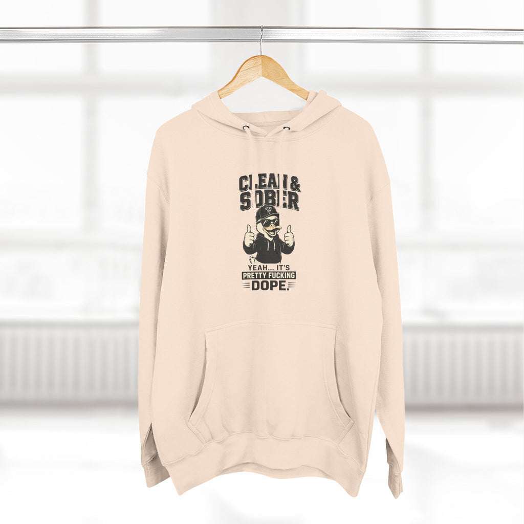 Clean & Sober Thumbs Up Hoodie | Recovery Slogan, Retro Illustration