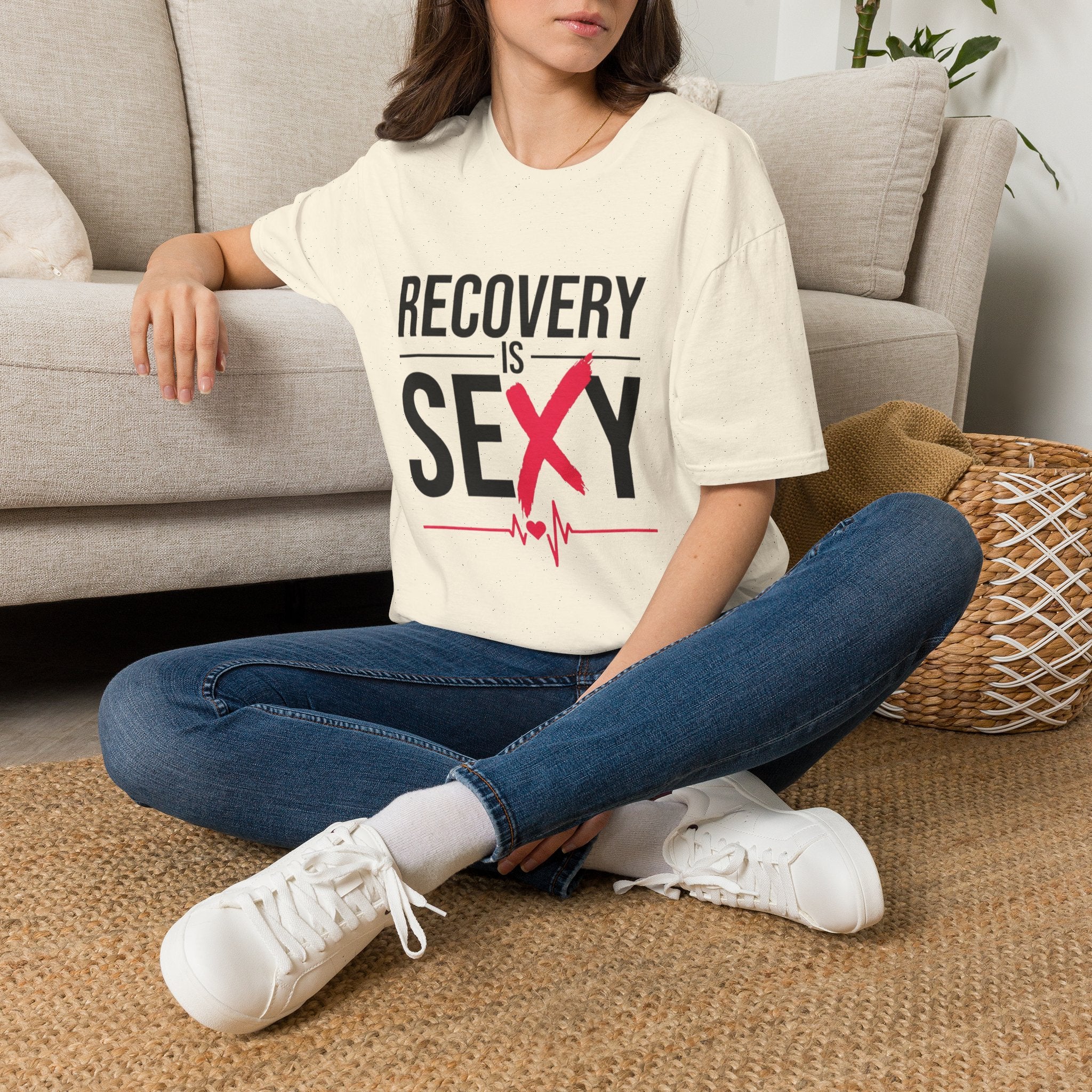 Recovery Is Sexy T-Shirt | Slogan Tee with Heartbeat Graphic