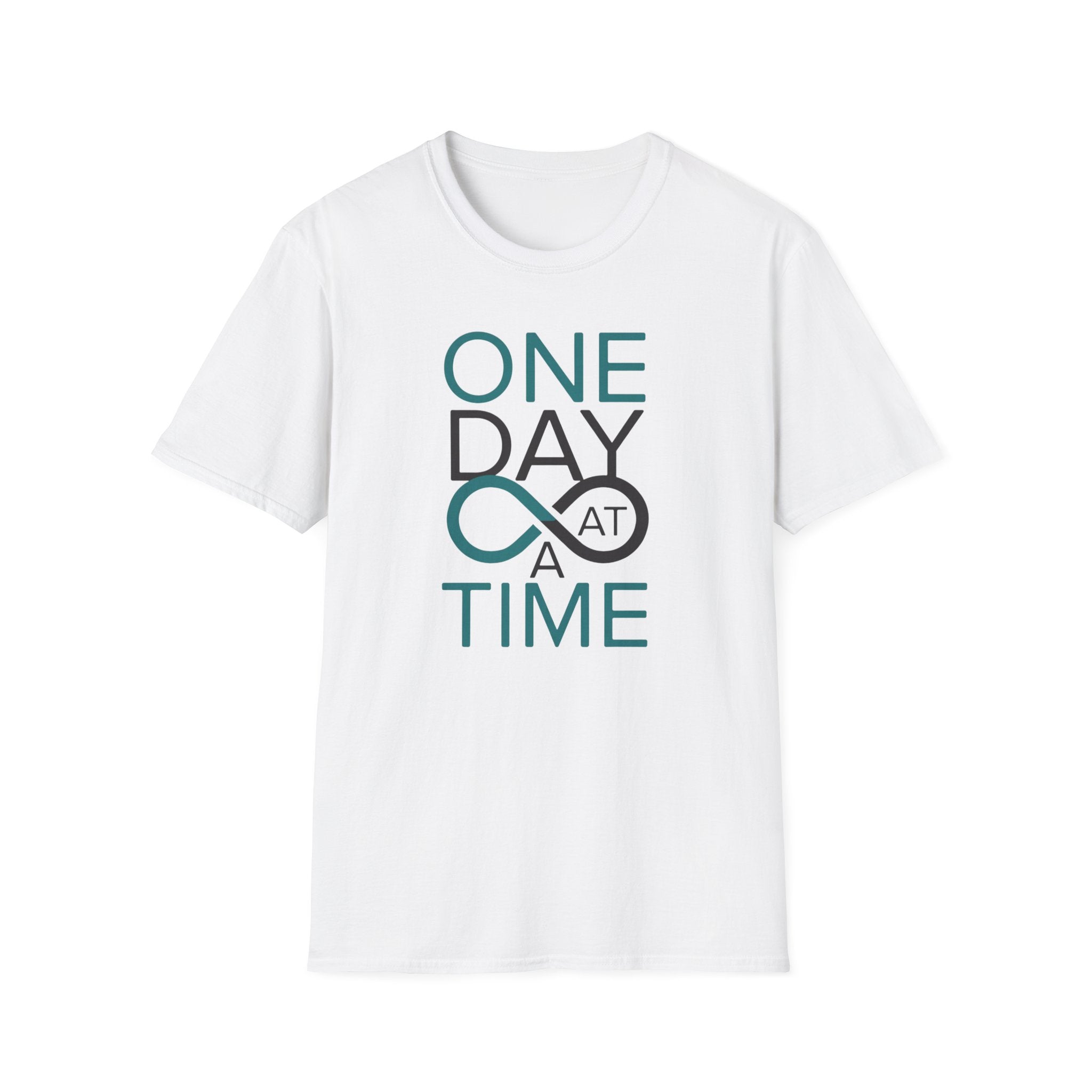 One Day at a Time T-Shirt | Inspirational recovery infinity design