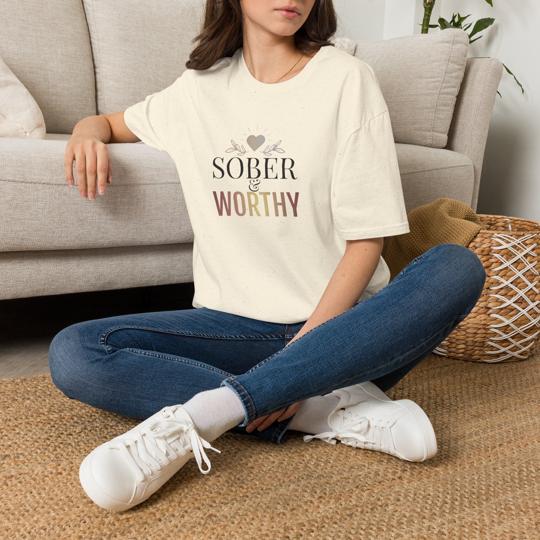 Sober & Worthy T-Shirt | Recovery Inspirational Tee, Sobriety Support