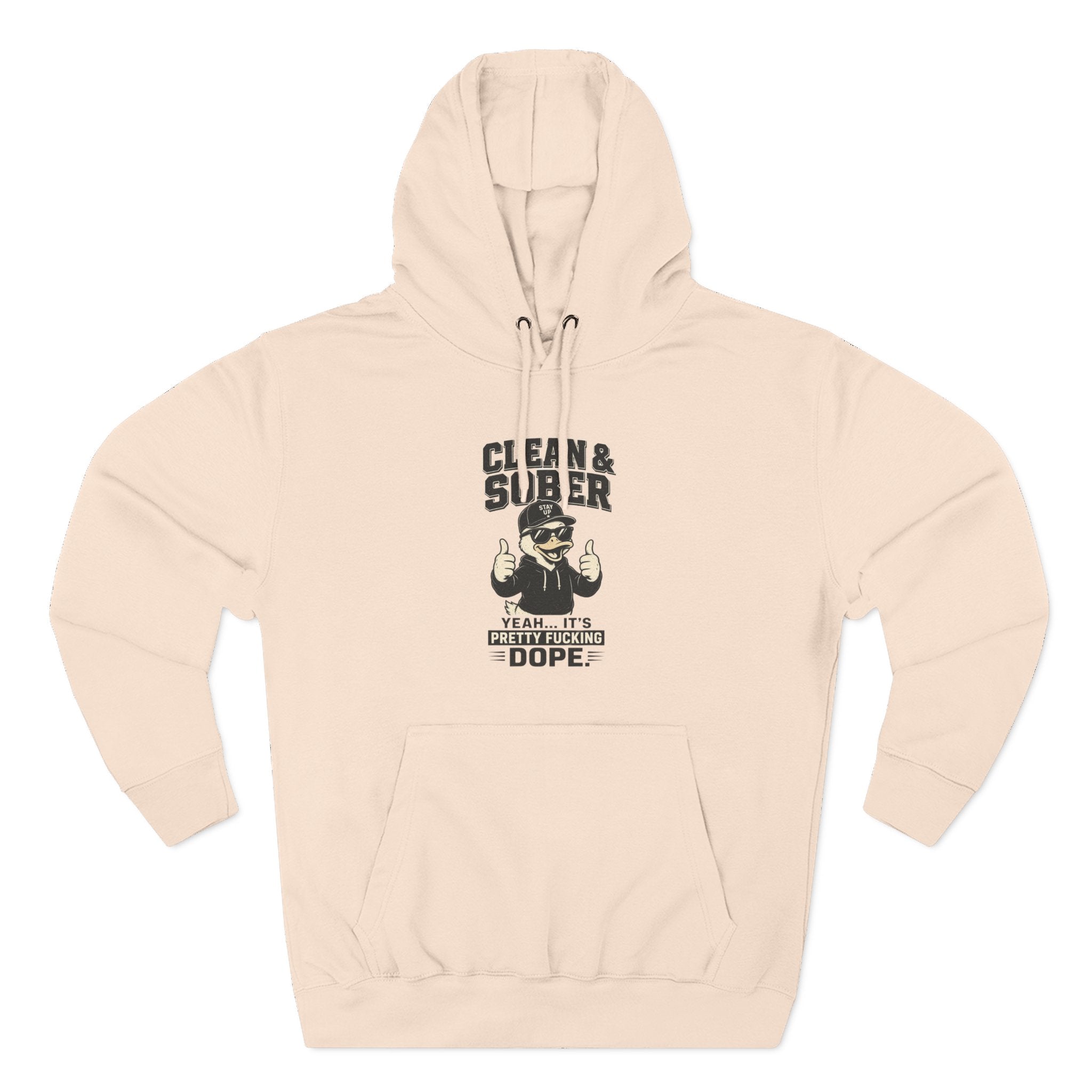 Clean & Sober Thumbs Up Hoodie | Recovery Slogan, Retro Illustration