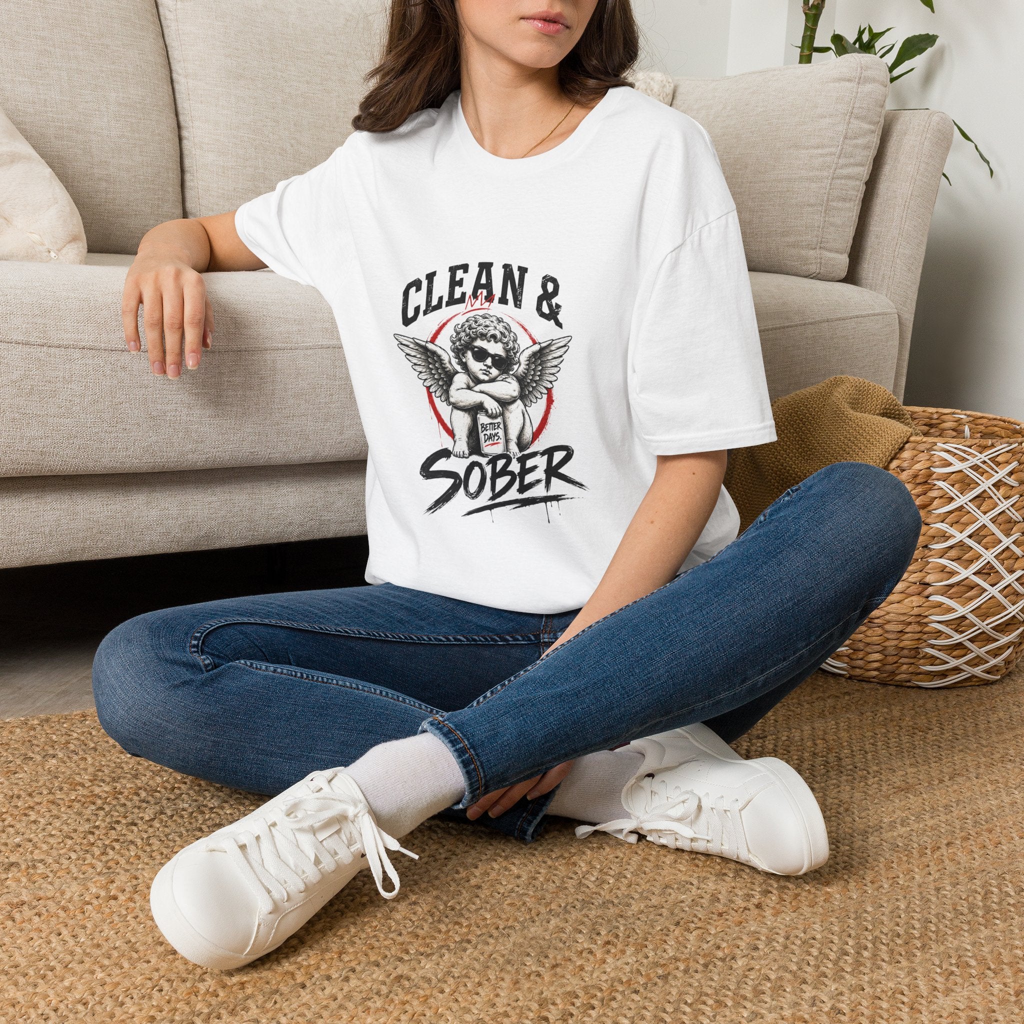 Clean & Sober Angel Graphic T-Shirt — Recovery Support Tee