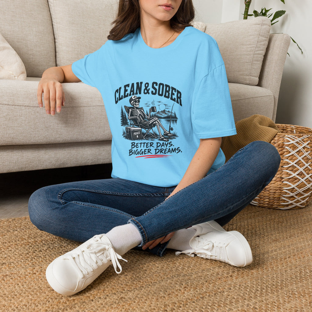 Clean & Sober skeleton camping scene T-Shirt | Recovery, Outdoors