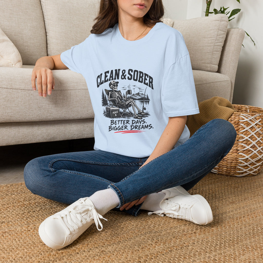 Clean & Sober skeleton camping scene T-Shirt | Recovery, Outdoors