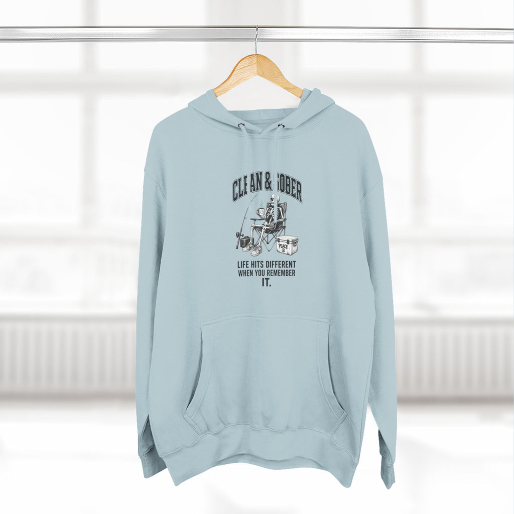 Clean & Sober hoodie | Recovery life illustration, vintage emblem