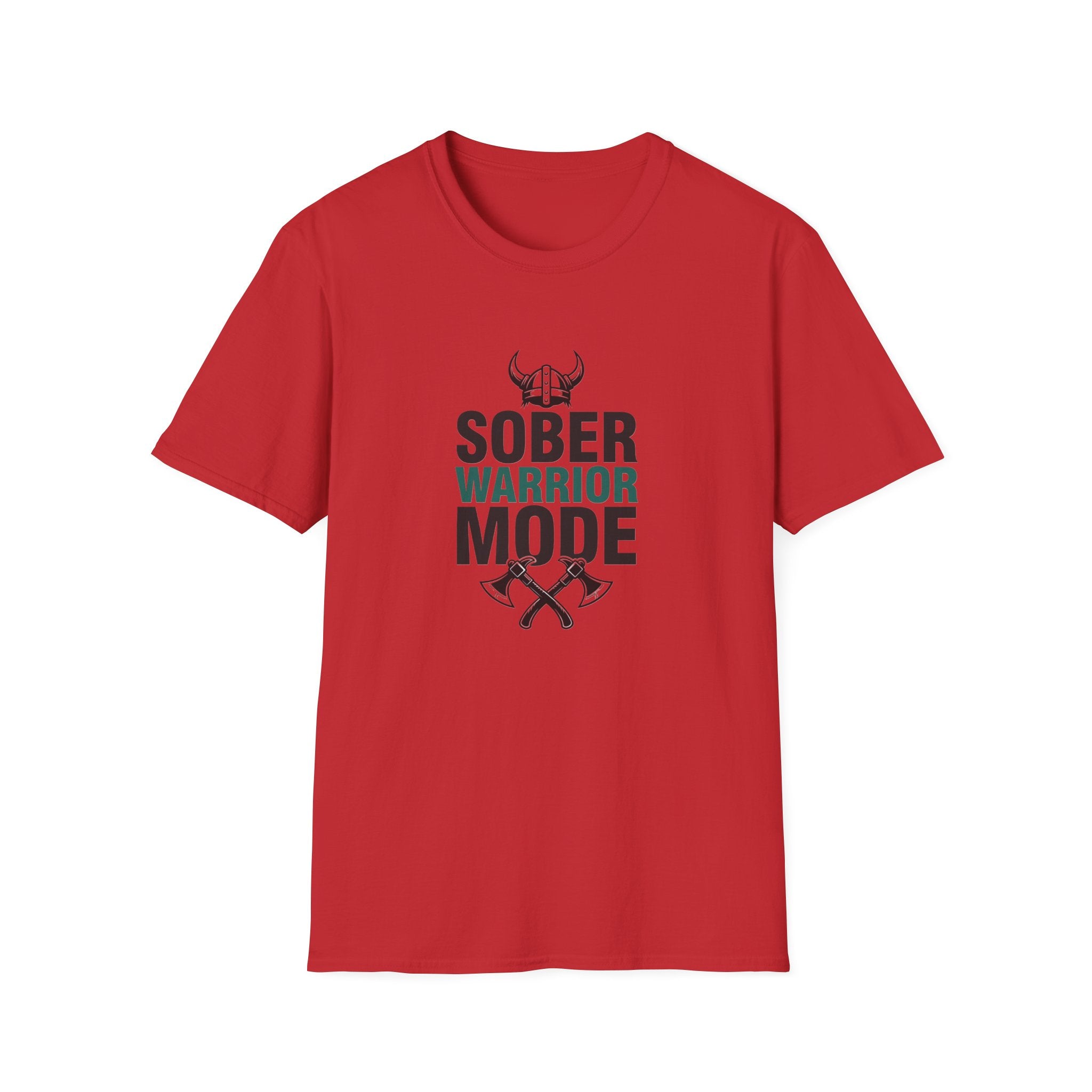 Sober Warrior Mode T-Shirt | Recovery, Viking Helmet & Axes Design