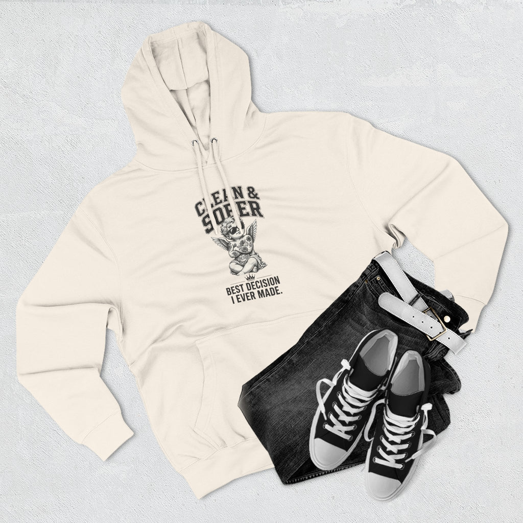 Clean & Sober Cat graphic hoodie | 'Best Decision I Ever Made' design
