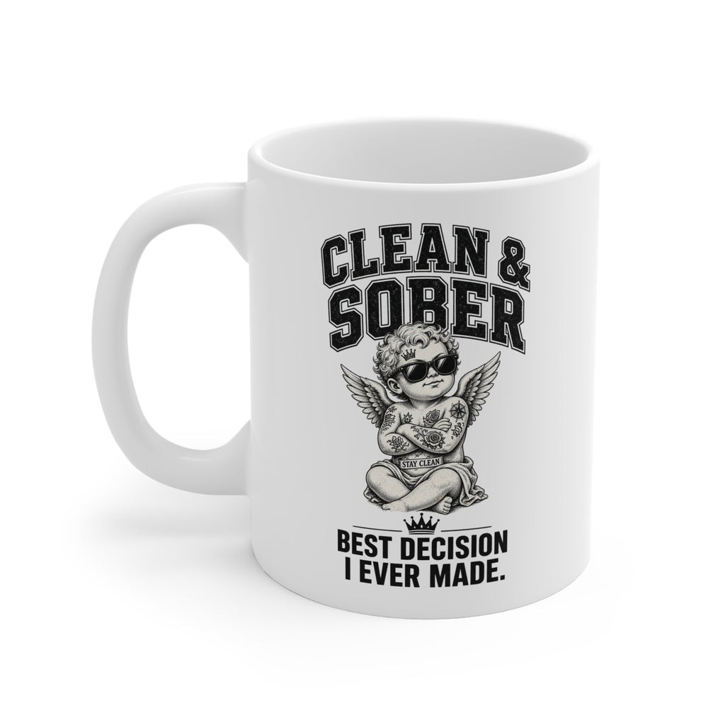 Clean & Sober Angel Mug | Recovery Coffee Cup, Sober Pride