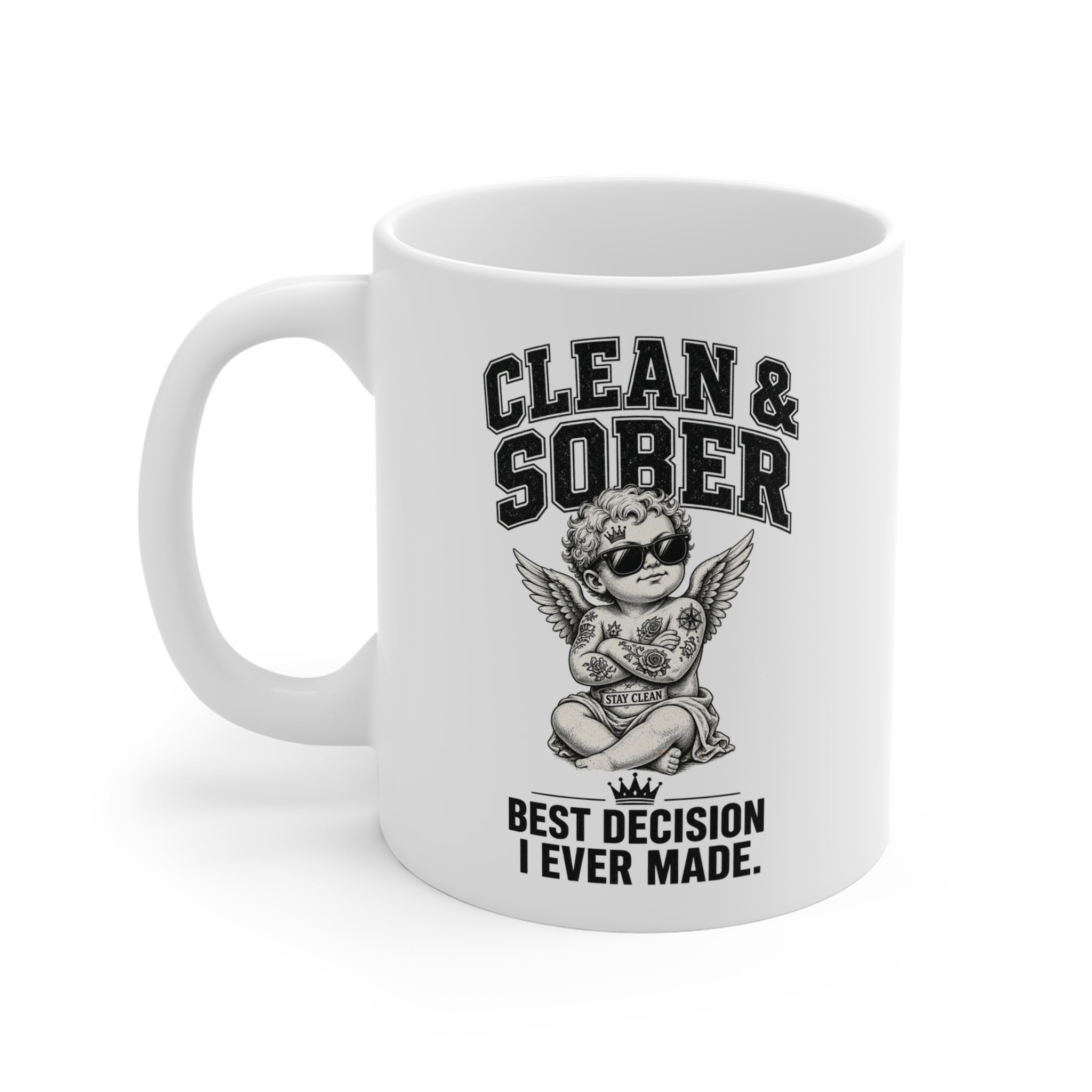 Clean & Sober Angel Mug | Recovery Coffee Cup, Sober Pride
