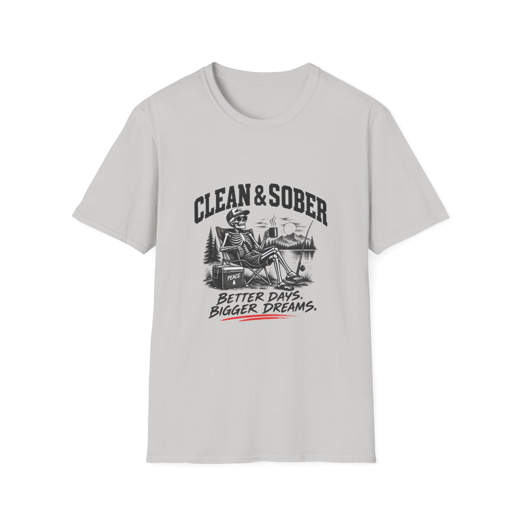 Clean & Sober skeleton camping scene T-Shirt | Recovery, Outdoors