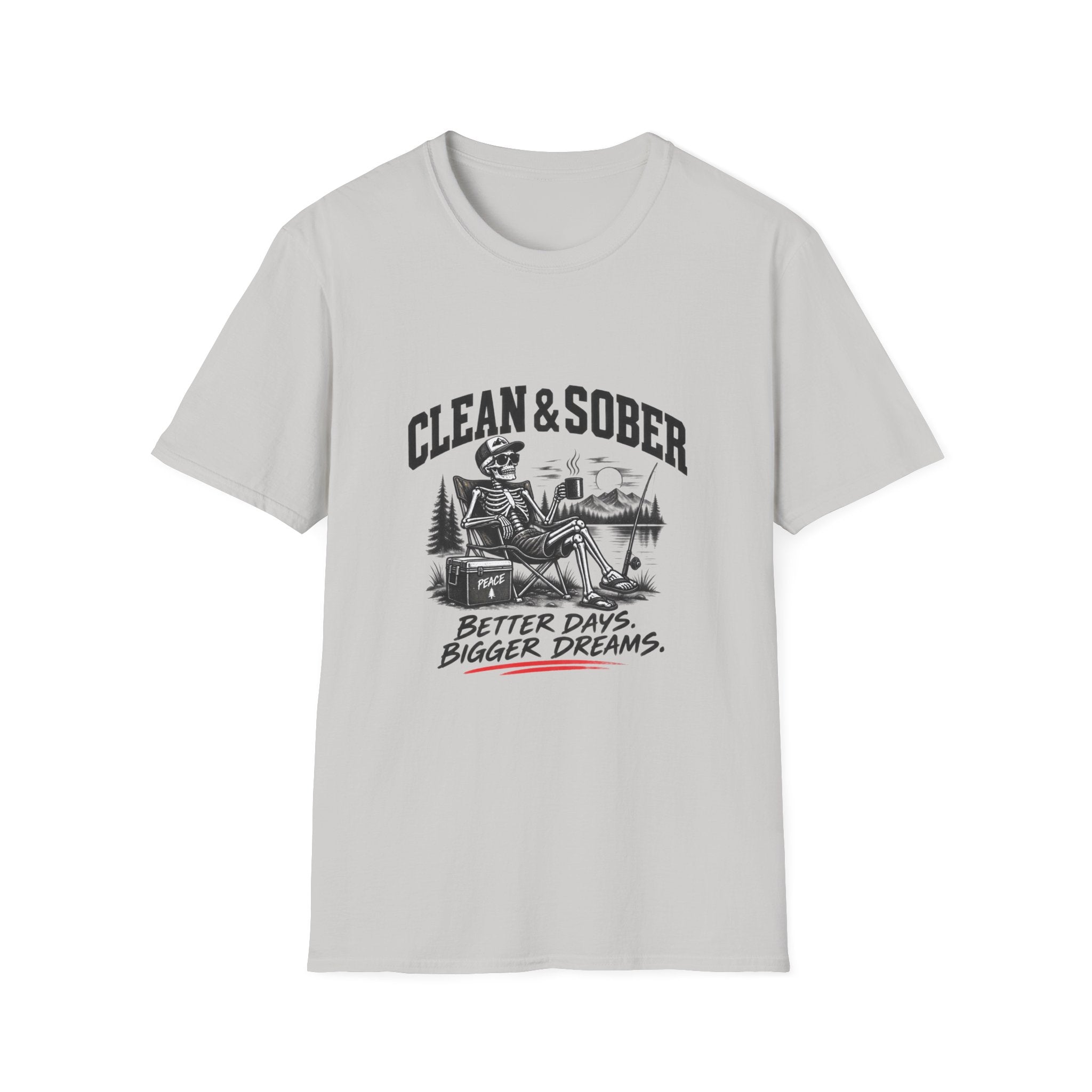Clean & Sober skeleton camping scene T-Shirt | Recovery, Outdoors