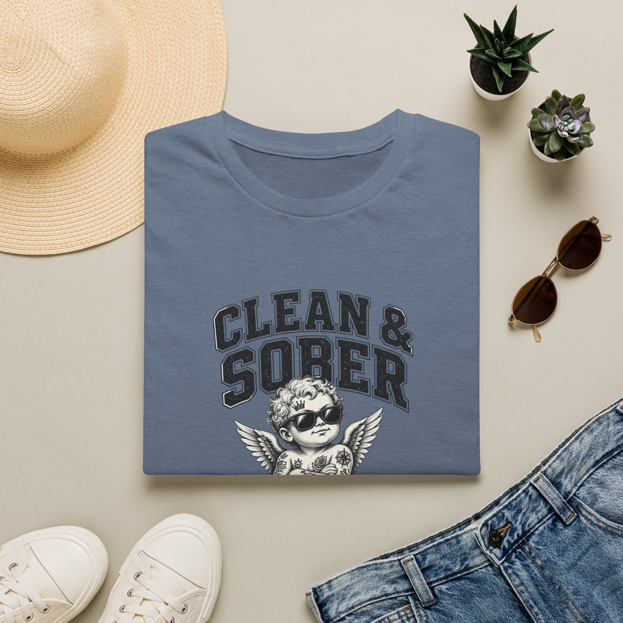 Clean & Sober cherub graphic T-Shirt | 'Best Decision I Ever Made' recovery design