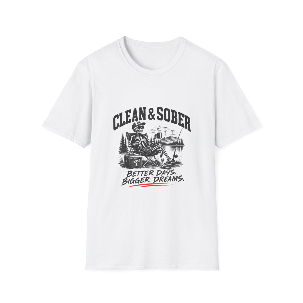 Clean & Sober skeleton camping scene T-Shirt | Recovery, Outdoors