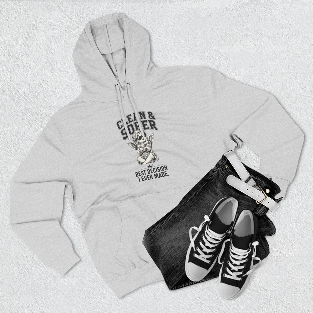 Clean & Sober Cat graphic hoodie | 'Best Decision I Ever Made' design