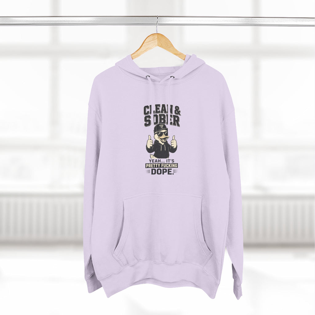 Clean & Sober Thumbs Up Hoodie | Recovery Slogan, Retro Illustration