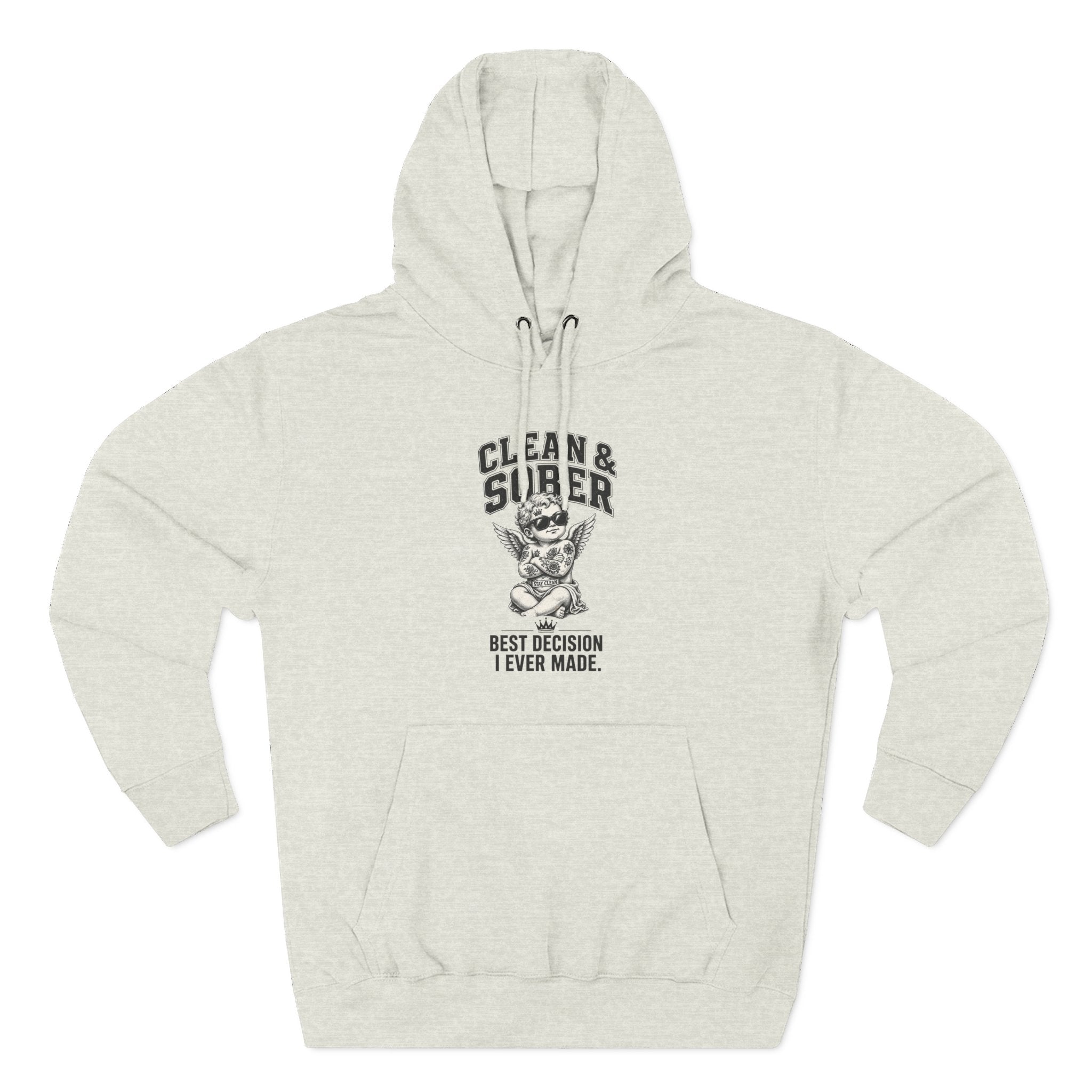 Clean & Sober Cat graphic hoodie | 'Best Decision I Ever Made' design
