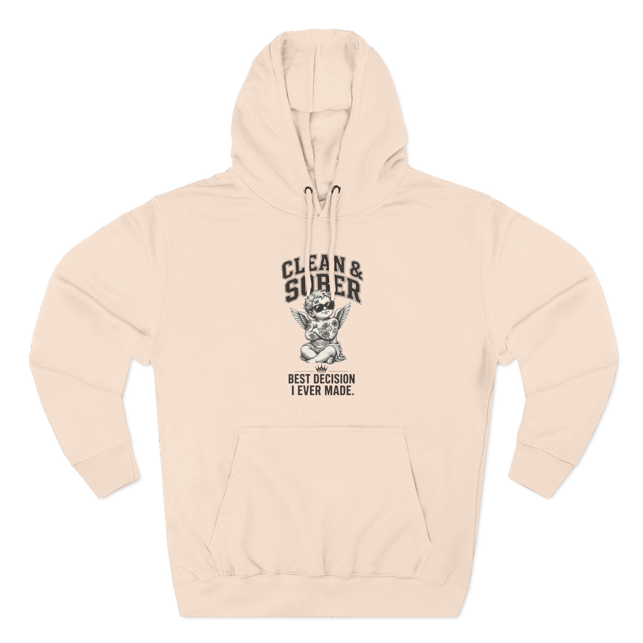 Clean & Sober Cat graphic hoodie | 'Best Decision I Ever Made' design
