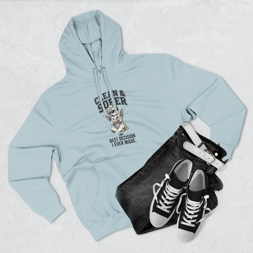 Clean & Sober Cat graphic hoodie | 'Best Decision I Ever Made' design